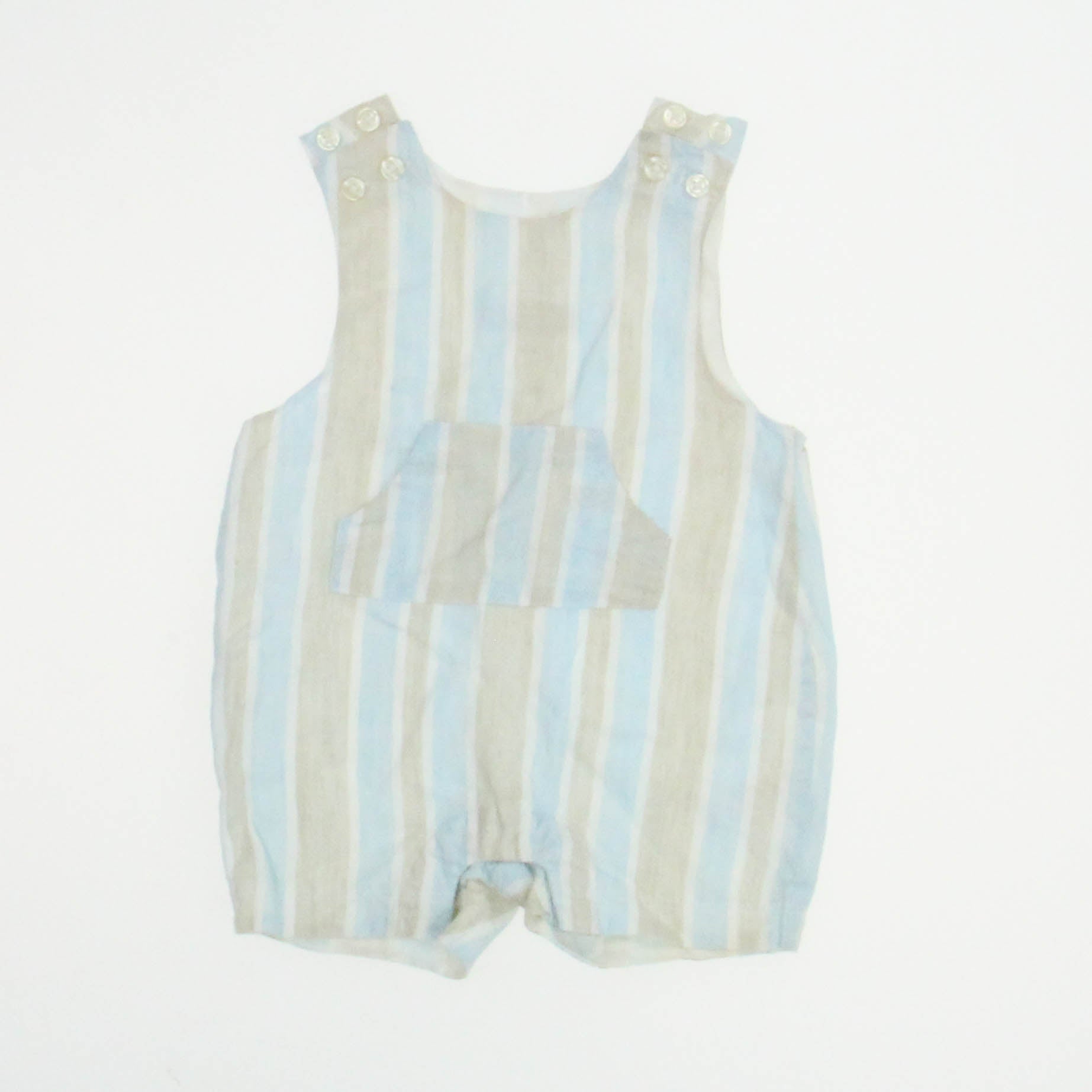 Baby Luxuries Boys Blue | White | Beige Romper Size: 0-3 Months Blue | White | Beige