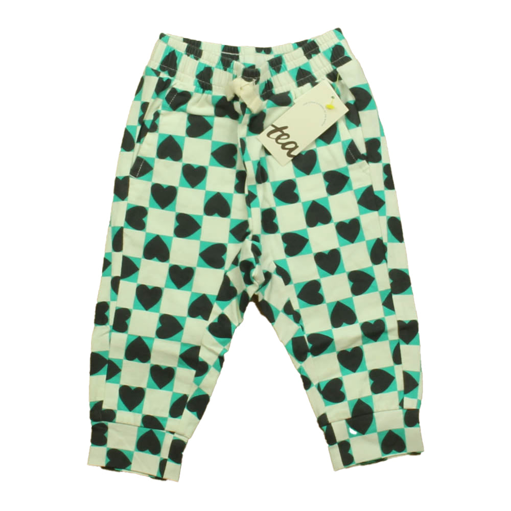 Tea Girls Heart Checkerboard Leggings Size: 3-6 Months