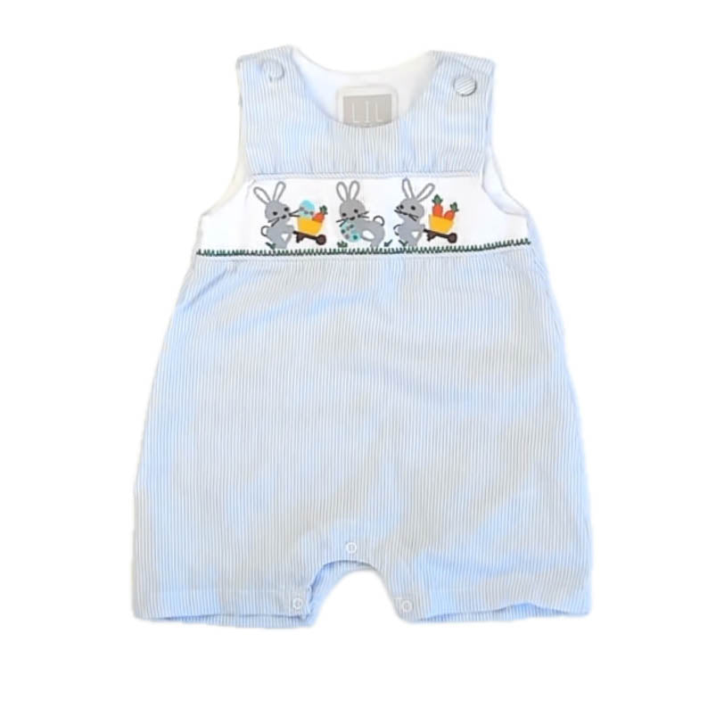 Lil Cactus Boys Blue | White Bunnies Romper Size: 18-24 Months Blue | White Bunnies