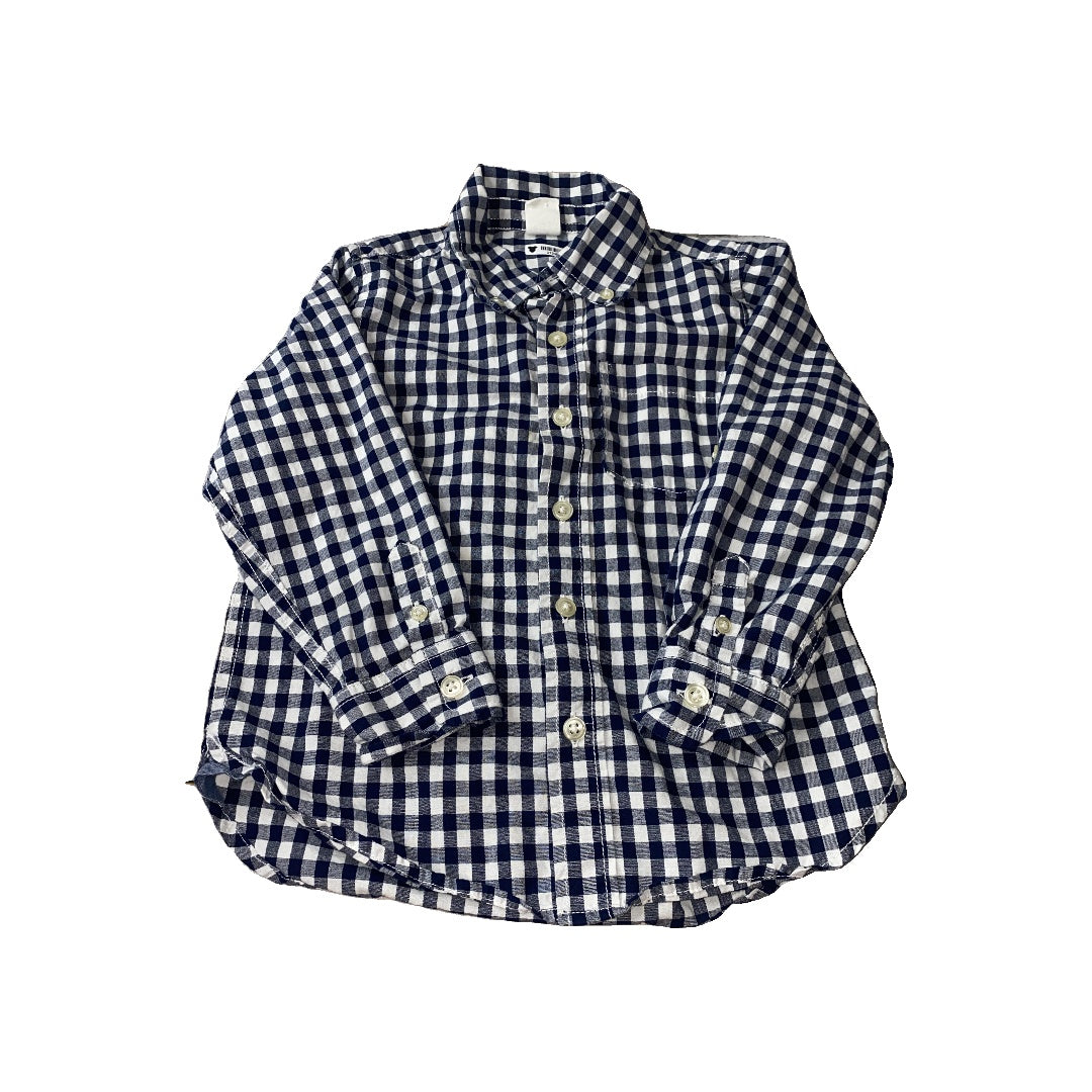 Gap Boys Blue | White | Check Button Down Short Sleeve Size: 4T Blue | White | Check