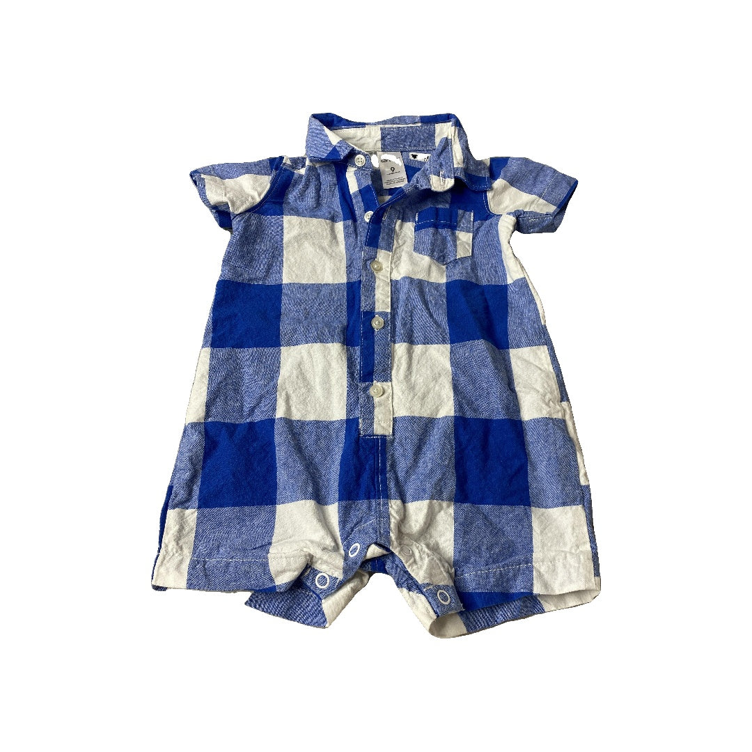 Carters Boys Blue | White | Check Romper Size: 9 months Blue | White | Check