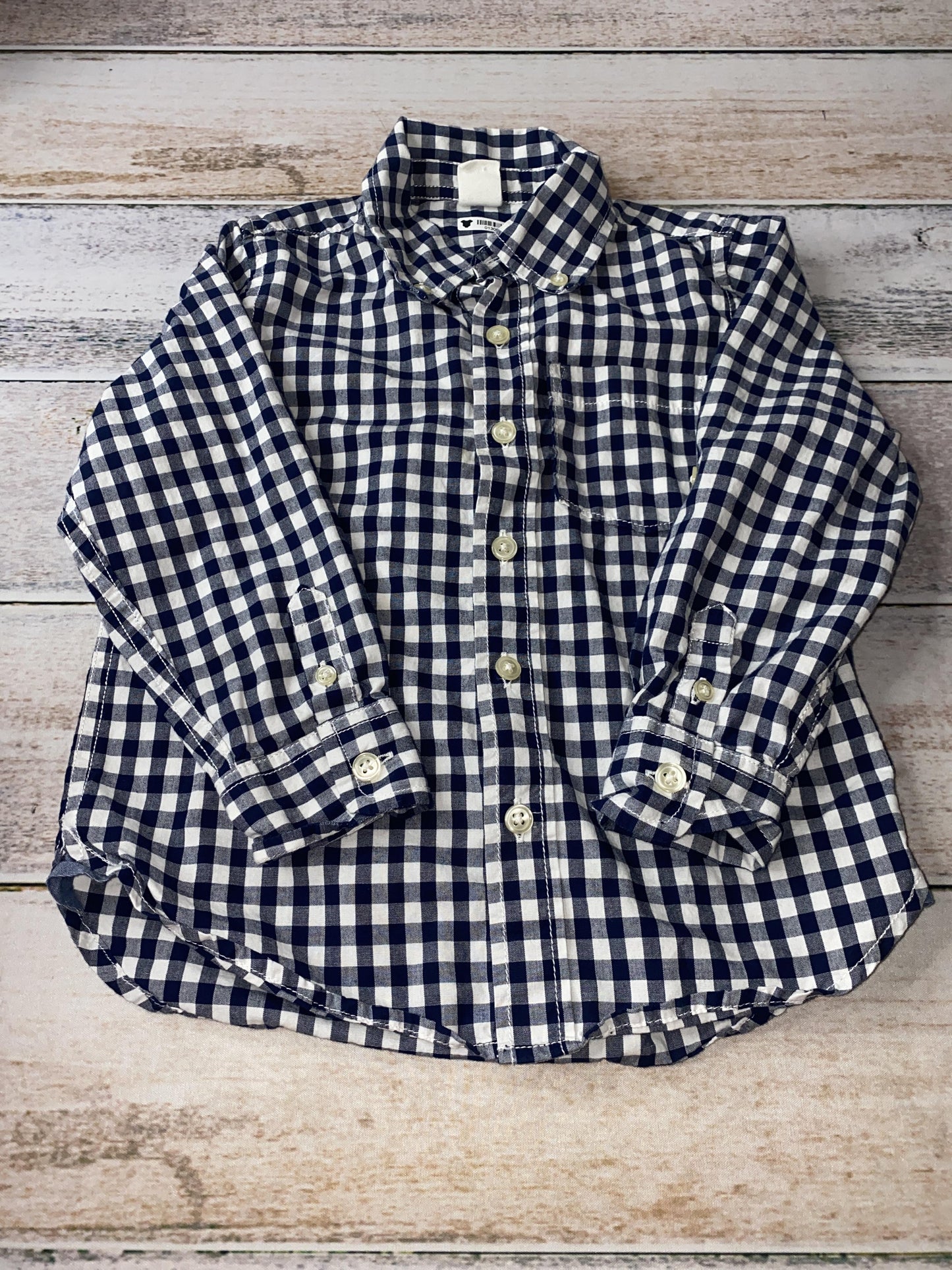 Gap Boys Blue | White | Check Button Down Short Sleeve Size: 4T Blue | White | Check