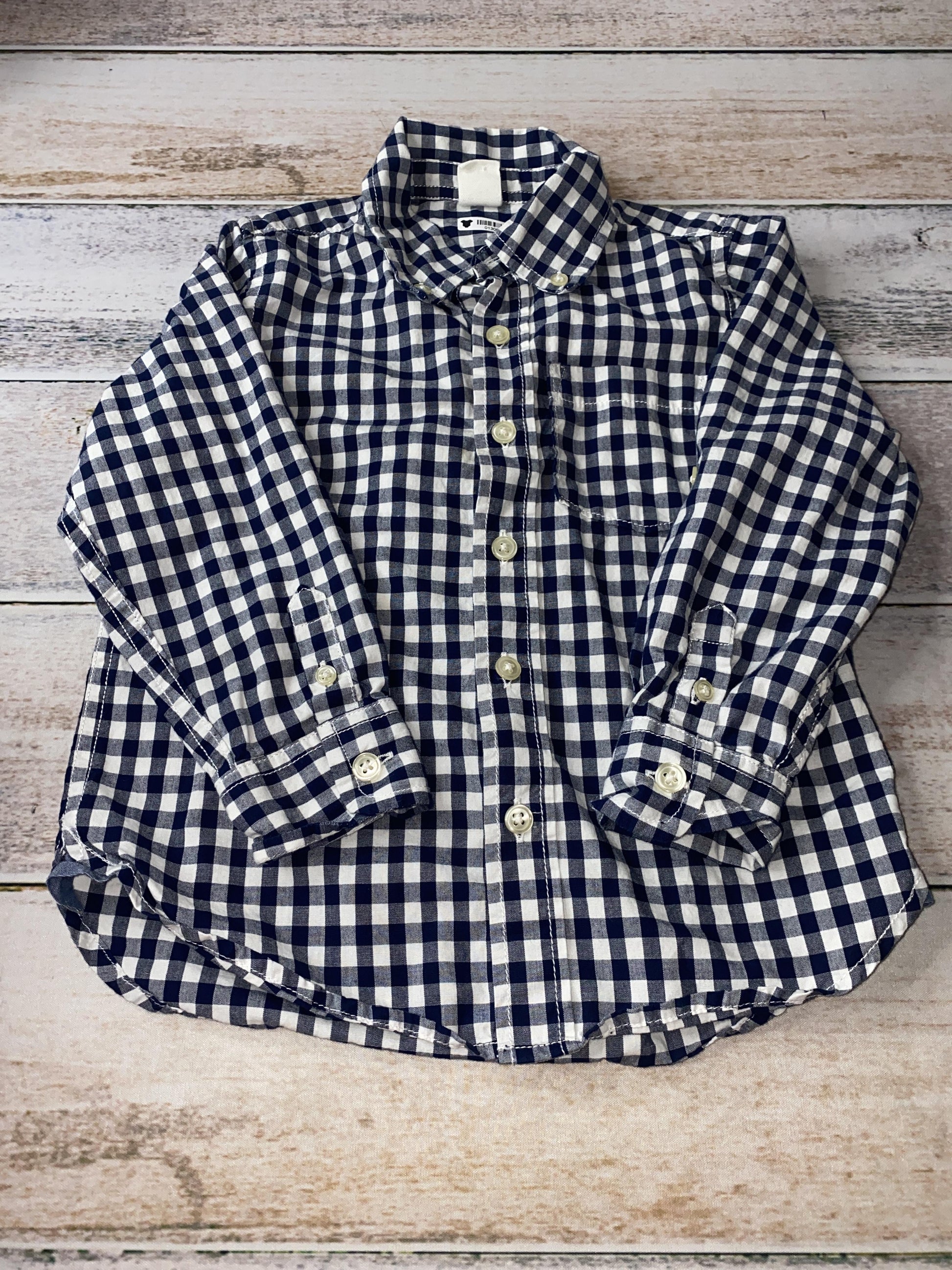Gap Boys Blue | White | Check Button Down Short Sleeve Size: 4T Blue | White | Check