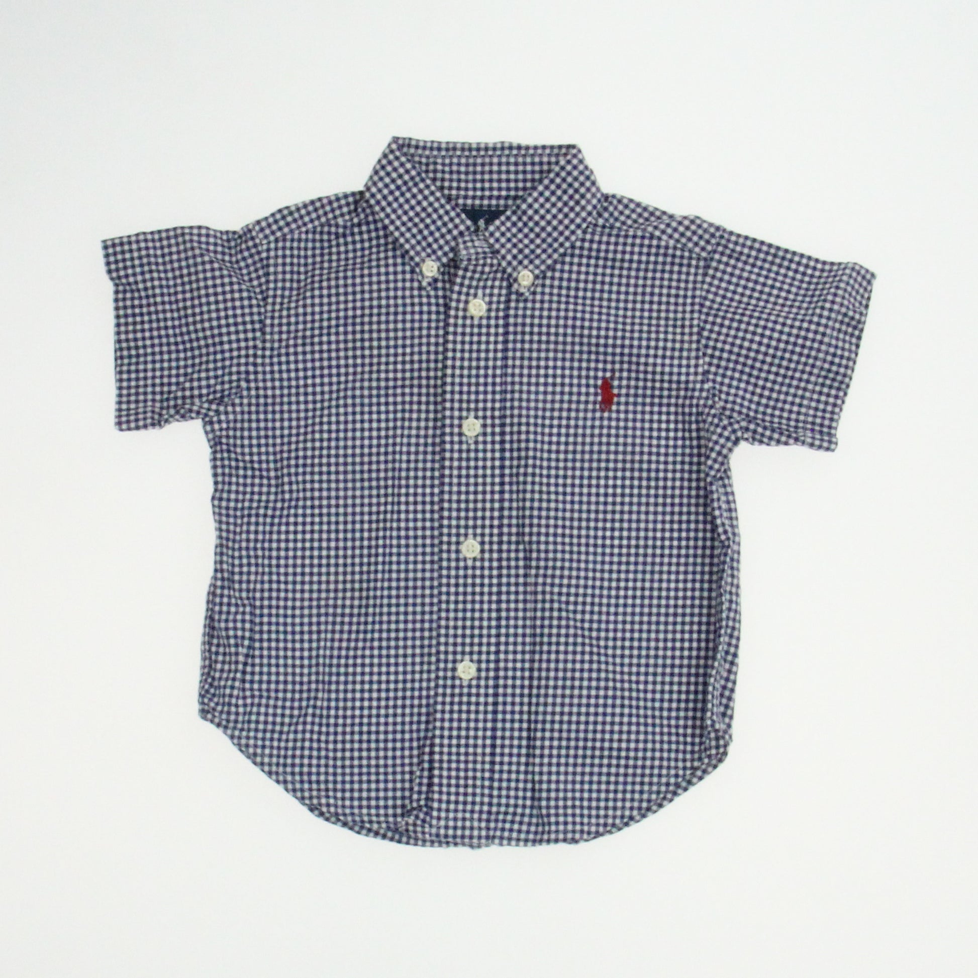 Ralph Lauren Boys Blue | White | Check Button Down Short Sleeve Size: 12-18 Months Blue | White | Check