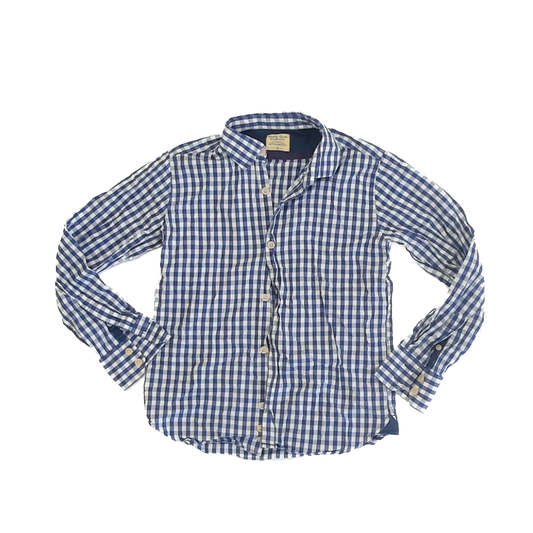 Quality Goods by Rose Pistol Boys Blue | White Checked Button Down Long Sleeve Size: 8 Years Blue | White Checked