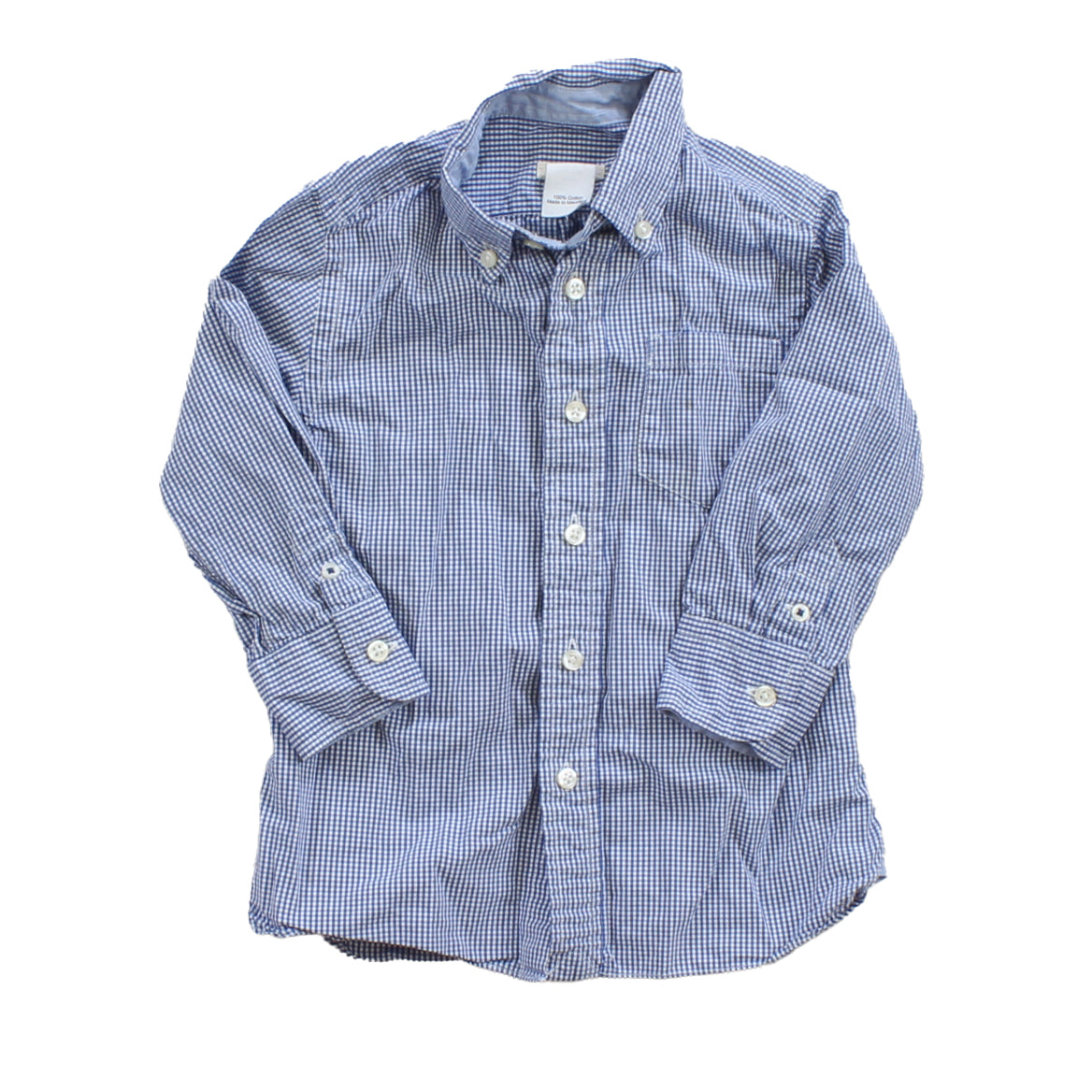 Crewcuts Boys Blue | White | Checks Button Down Long Sleeve Size: 2T