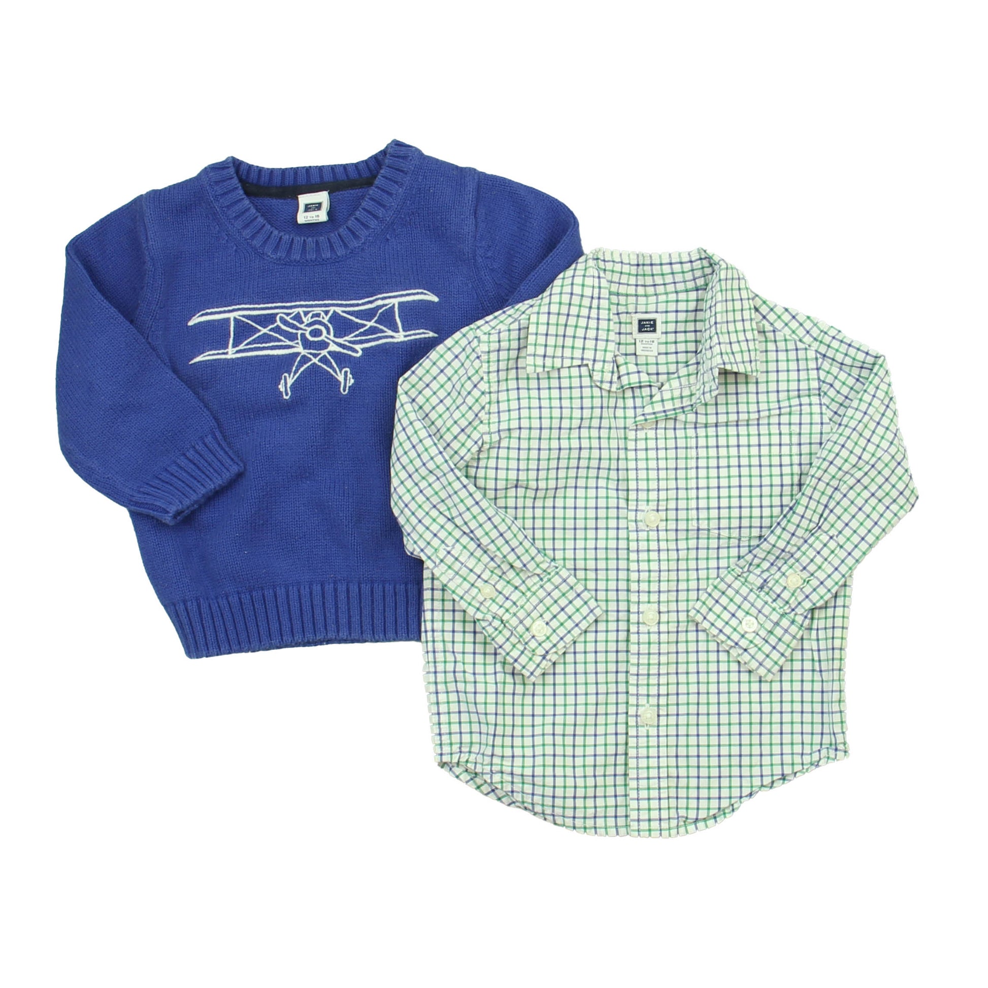 Janie and Jack Boys Blue | White | Checks Apparel Sets Size: 6-12 Months Blue | White | Checks