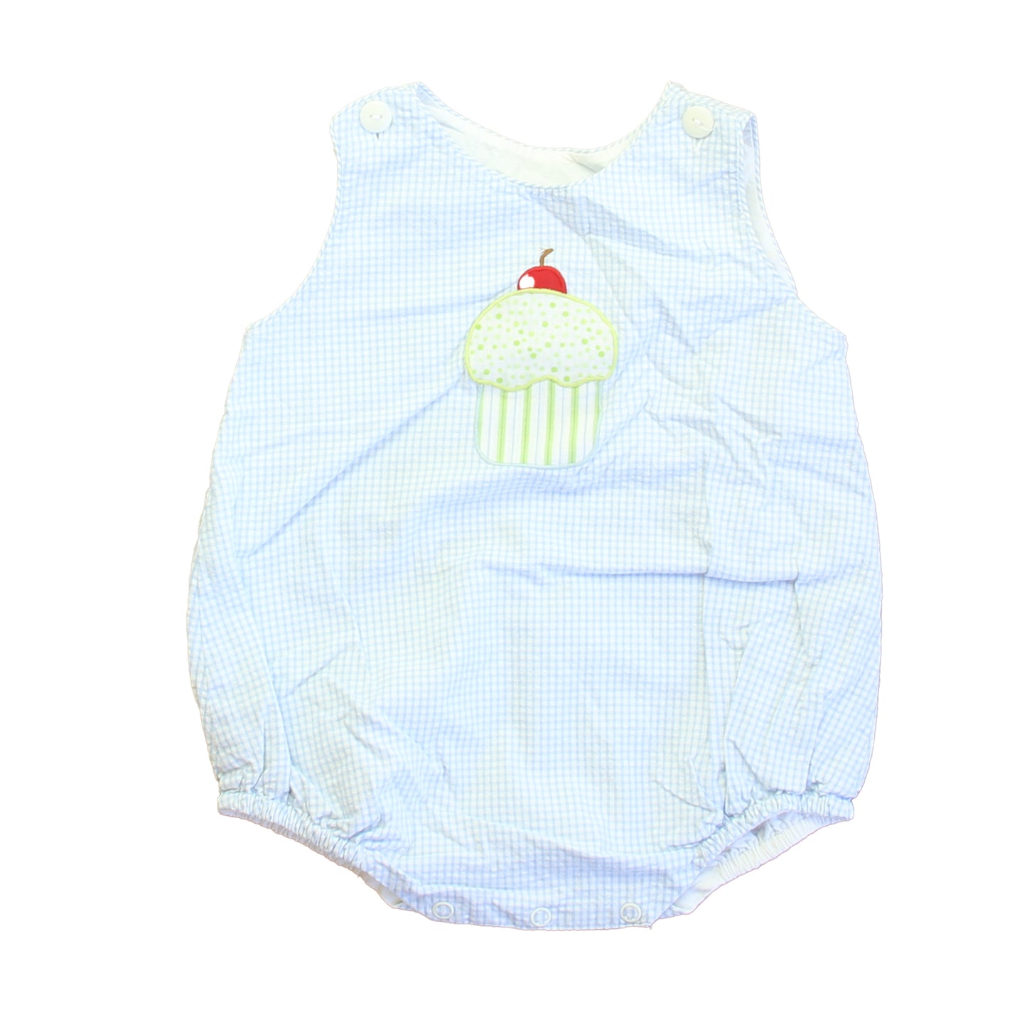 Mary James Boys Blue | White Cupcake Romper Size: 9 Months Blue | White Cupcake