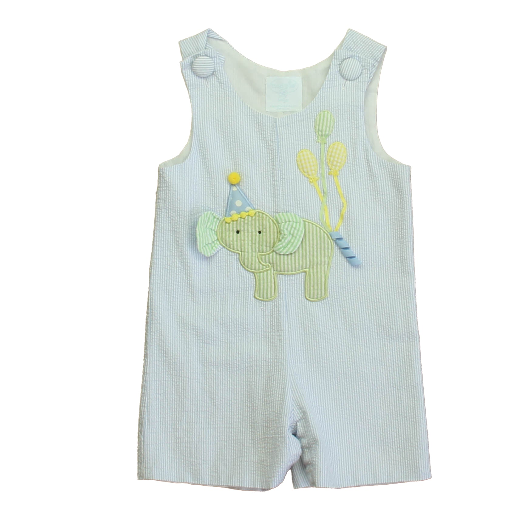 Mudpie Boys Blue | White Elephant Romper Size: 12-18 Months Blue | White Elephant