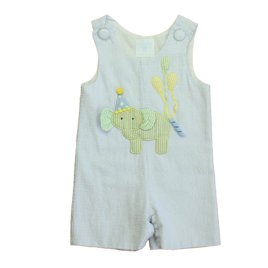 Mudpie Boys Blue | White Elephant Romper Size: 12-18 Months Blue | White Elephant