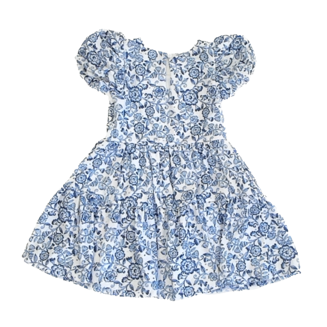 Tahari Girls Blue & White Floral Special Occasion Dress Size: 4T Blue & White Floral