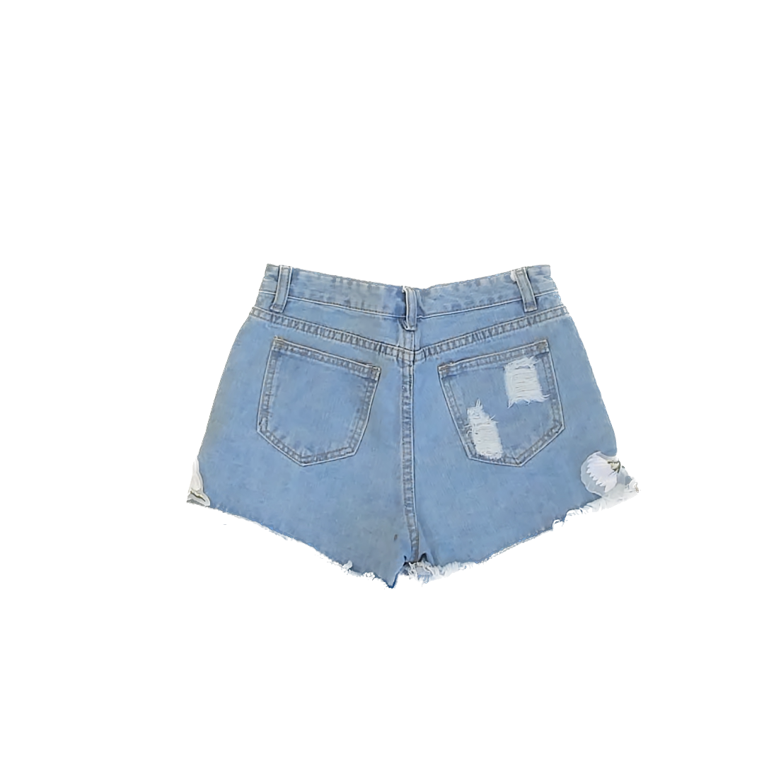 Unknown Girls Blue | White Floral Jean Shorts Size: M Blue | White Floral