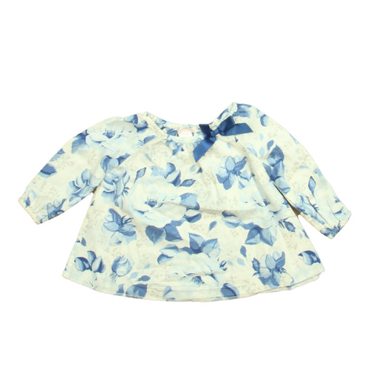 Janie and Jack Girls Blue | White Floral Blouse Size: 12-18 Months