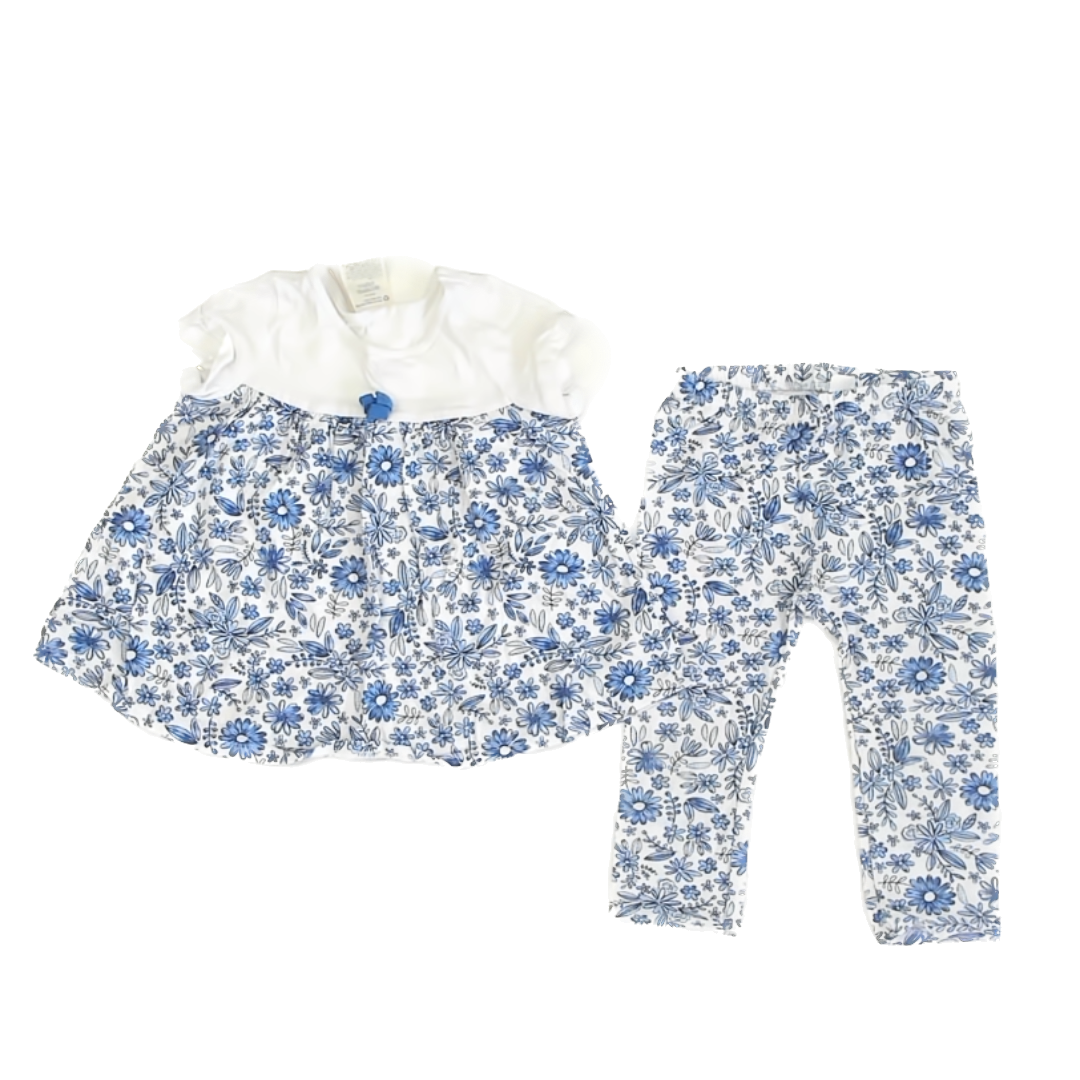 First Impressions Girls Blue | White Floral Apparel Sets Size: 24 Months Blue | White Floral