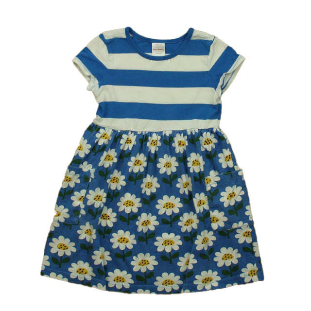 Hanna Andersson Girls Blue | White Floral Dress Size: 5T