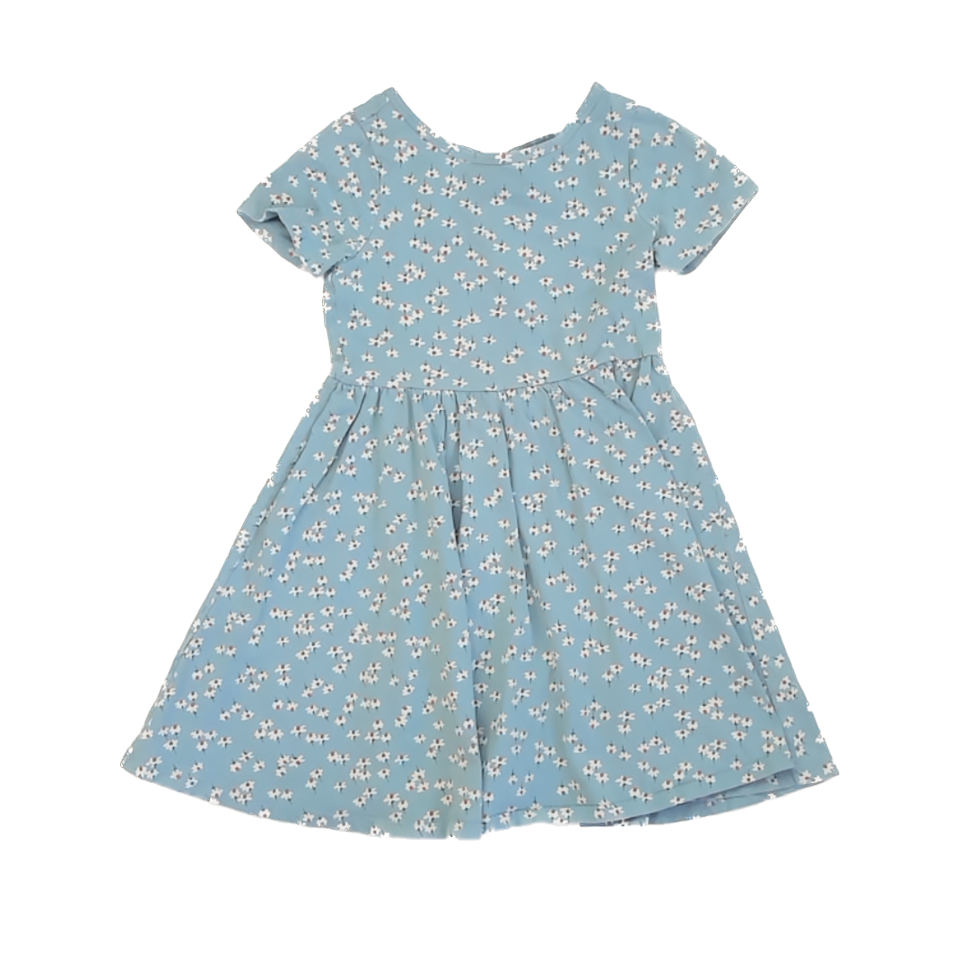 Tea Collection Girls Blue | White Flowers Dress Size: 7 Years Blue | White Flowers