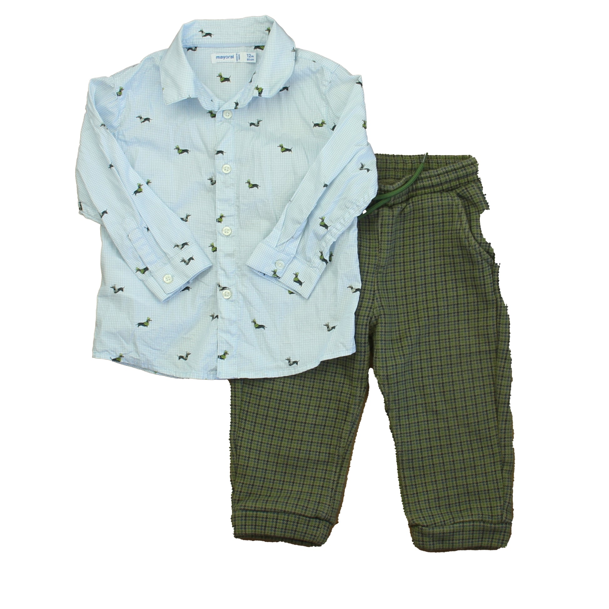 Mayoral Boys Blue | White | Green Dogs Apparel Sets Size: 12 Months Blue | White | Green Dogs