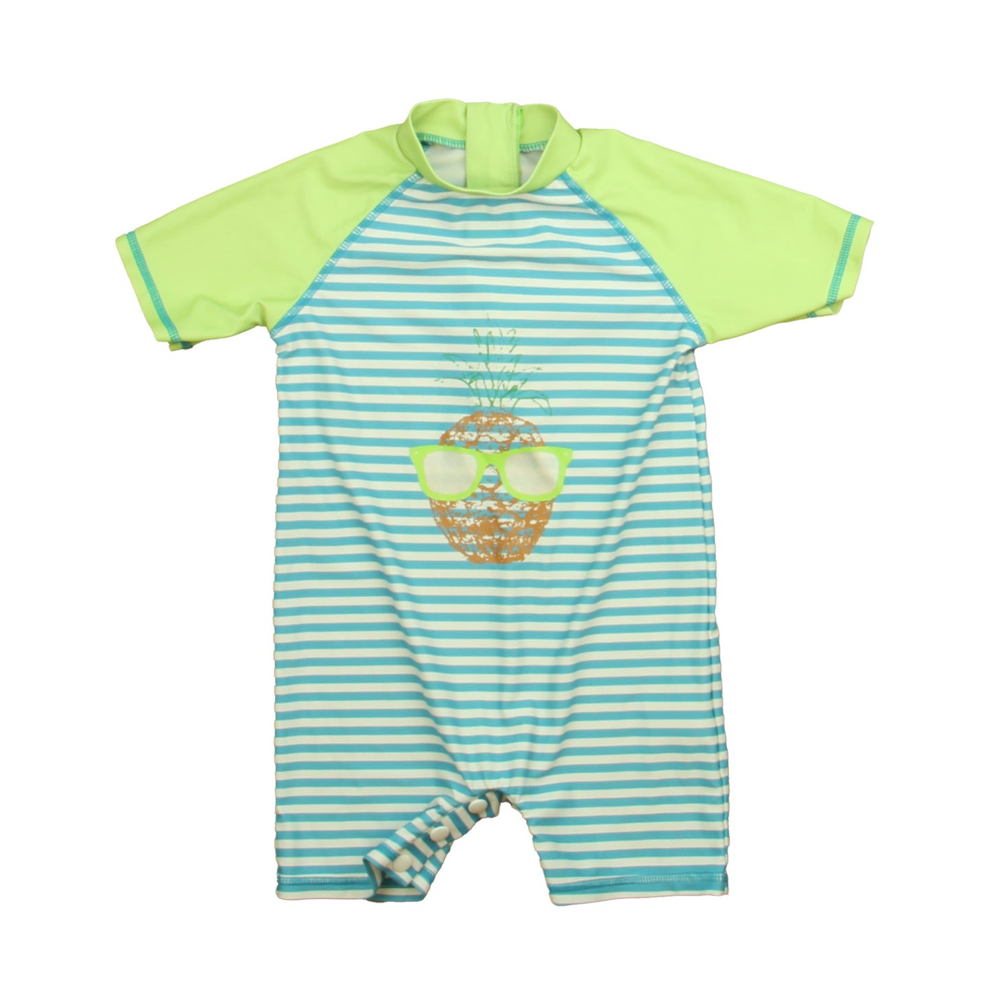 Andy & Evan Boys Blue | White | Green Pineappe 1-piece Swimsuit Size: 18-24 Months