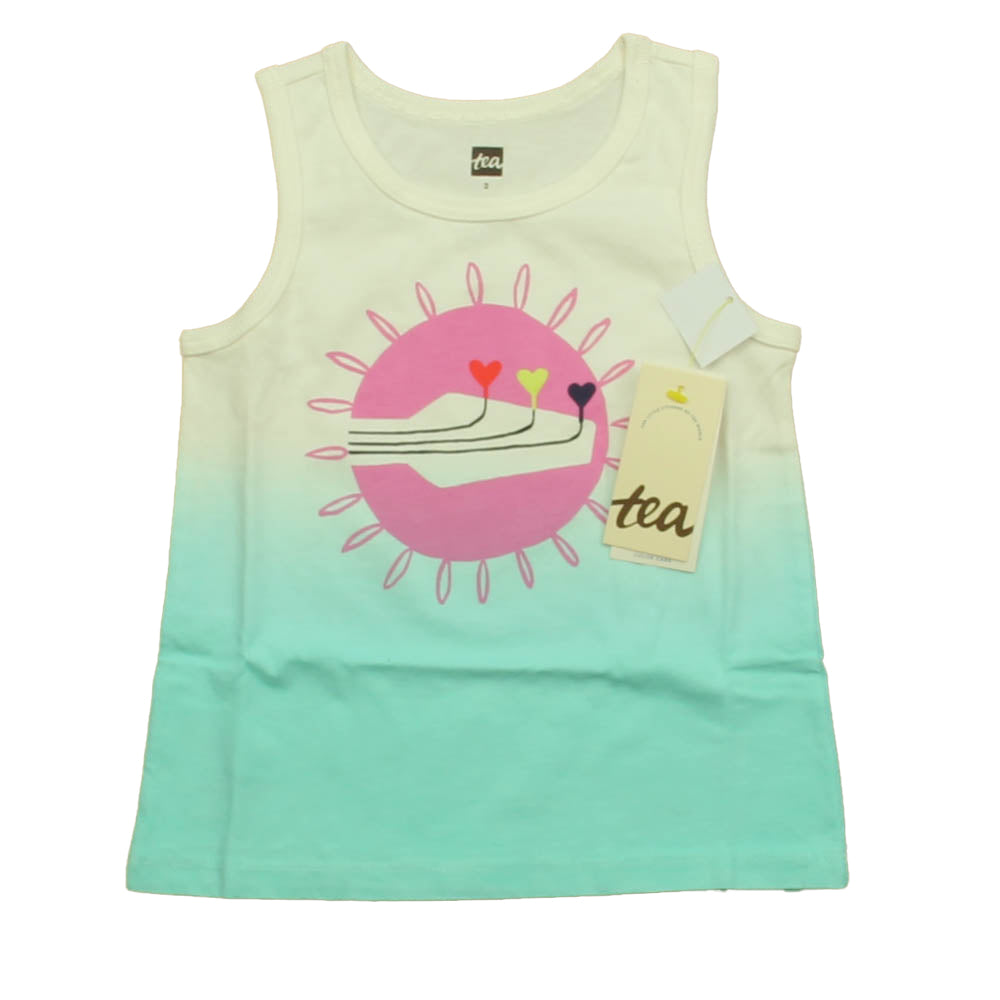 Tea Girls Blue | White Heart Tank Top Size: 2T