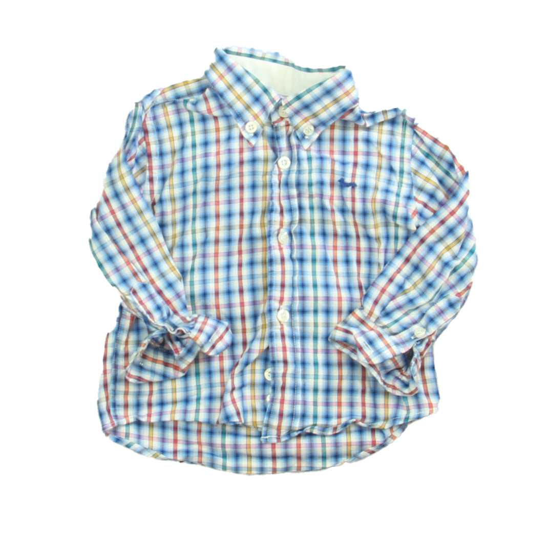 Harmont & Blaine Boys Blue | White | Multi Button Down Long Sleeve Size: 9-12 Months Blue | White | Multi