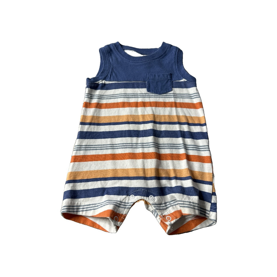 Carters Boys Blue | White | orange | Stripe Romper Size: 12 months Blue | White | orange | Stripe