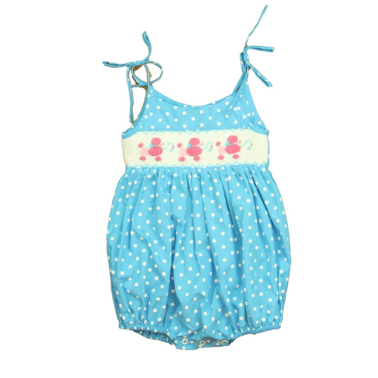 Zuccini Girls Blue | White | Pink Dogs Romper Size: 6 Months Blue | White | Pink Dogs
