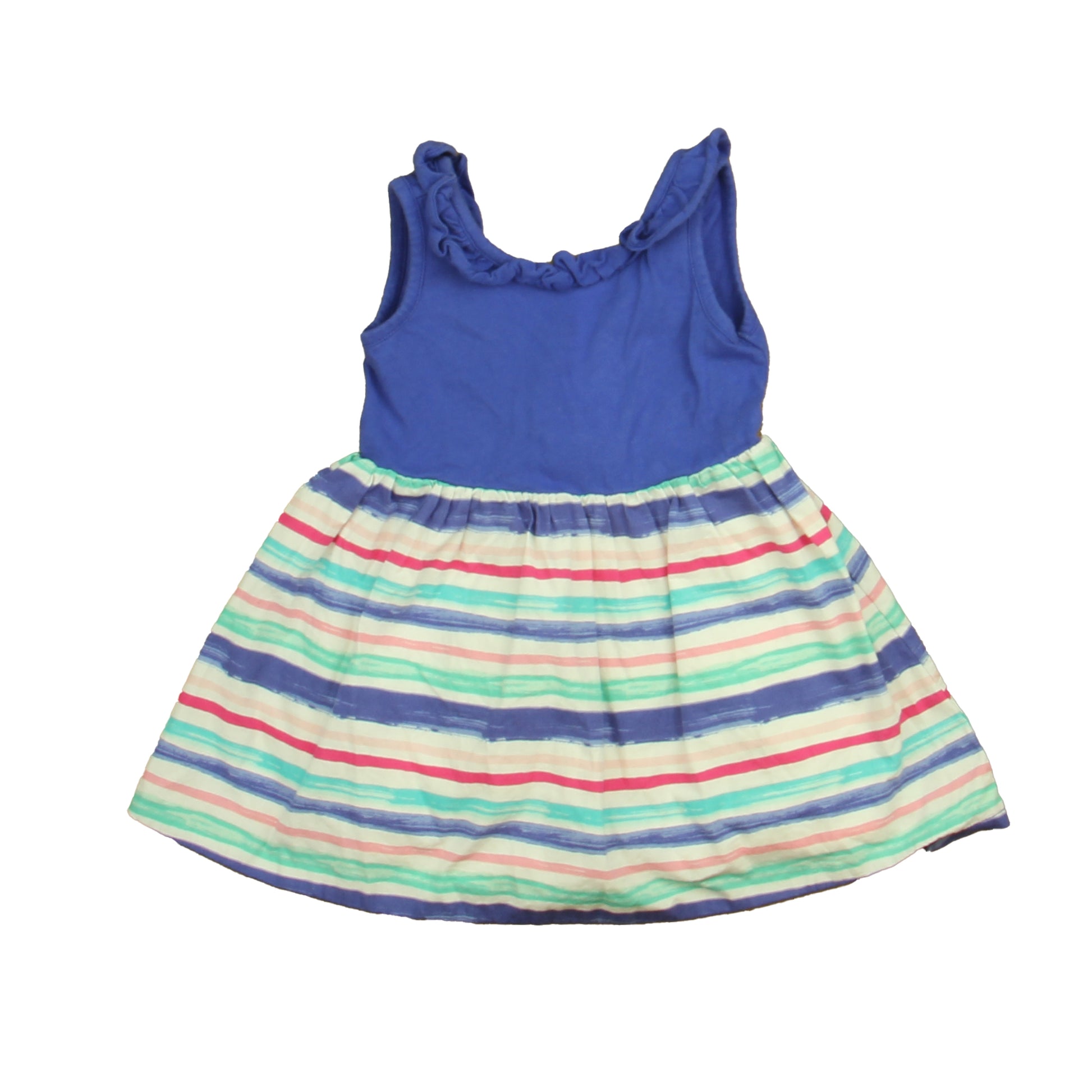 Gymboree Girls Blue | White | Pink Stripe Dress Size: 12-18 Months Blue | White | Pink Stripe