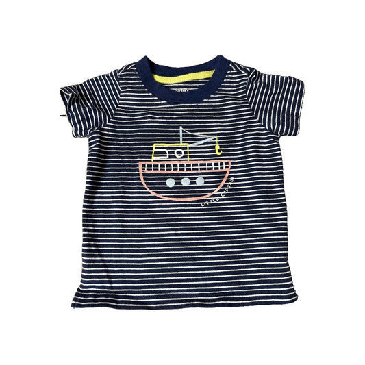 Carters Unisex Blue | White | pink | Striped Short Sleeve Shirt Size: 18-24 months Blue | White | pink | Striped