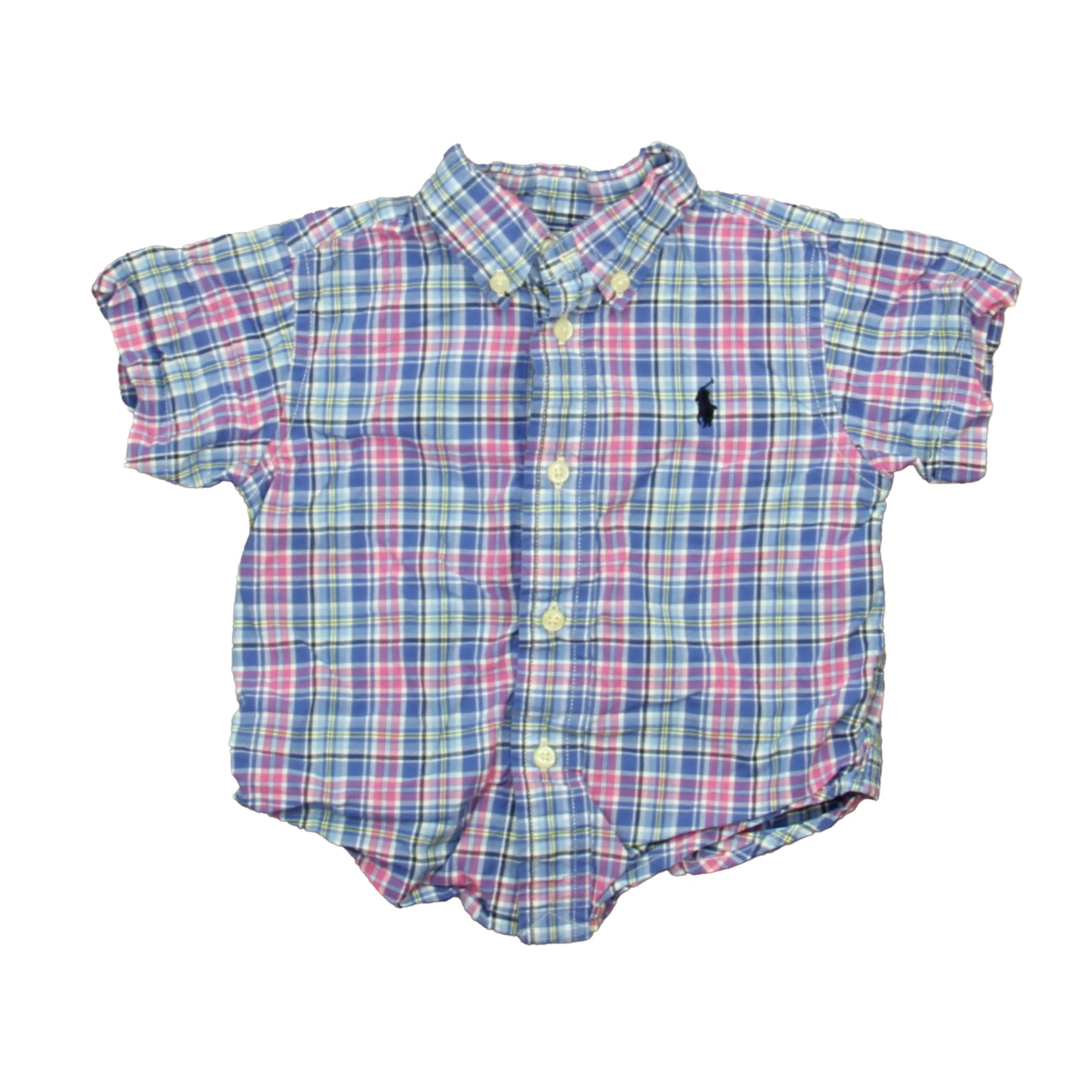 Ralph Lauren Boys Blue | White | PInk Button Down Short Sleeve Size: 12 Months Blue | White | PInk