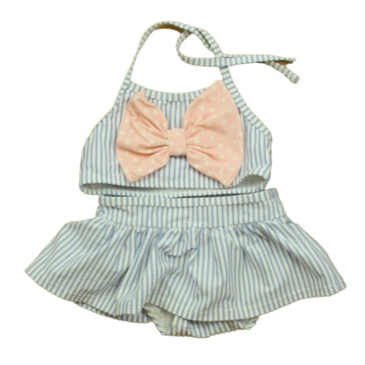Ruffle Butts Girls Blue | White | Pink 2-piece Swimsuit Size: 3T Blue | White | Pink