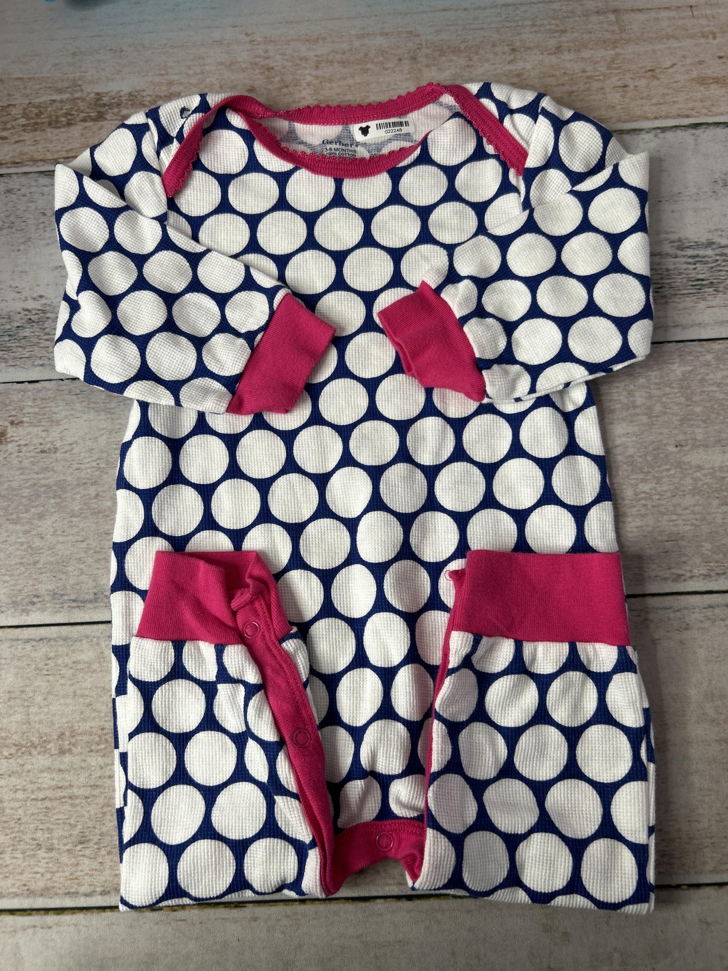 Gerber Girls Blue | White | pink 1-piece footed Pajamas Size: 3-6 months Blue | White | pink