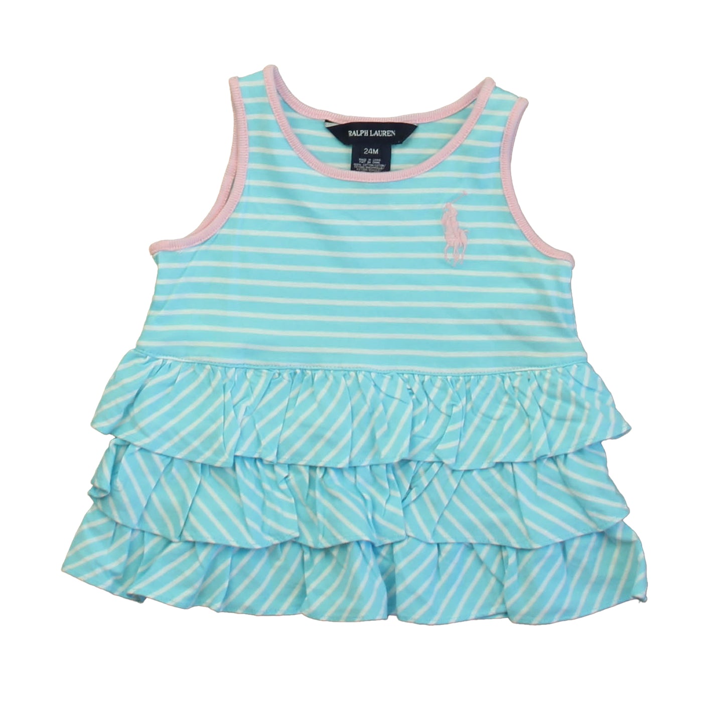 Ralph Lauren Girls Blue | White | Pink Tank Top Size: 24 Months Blue | White | Pink