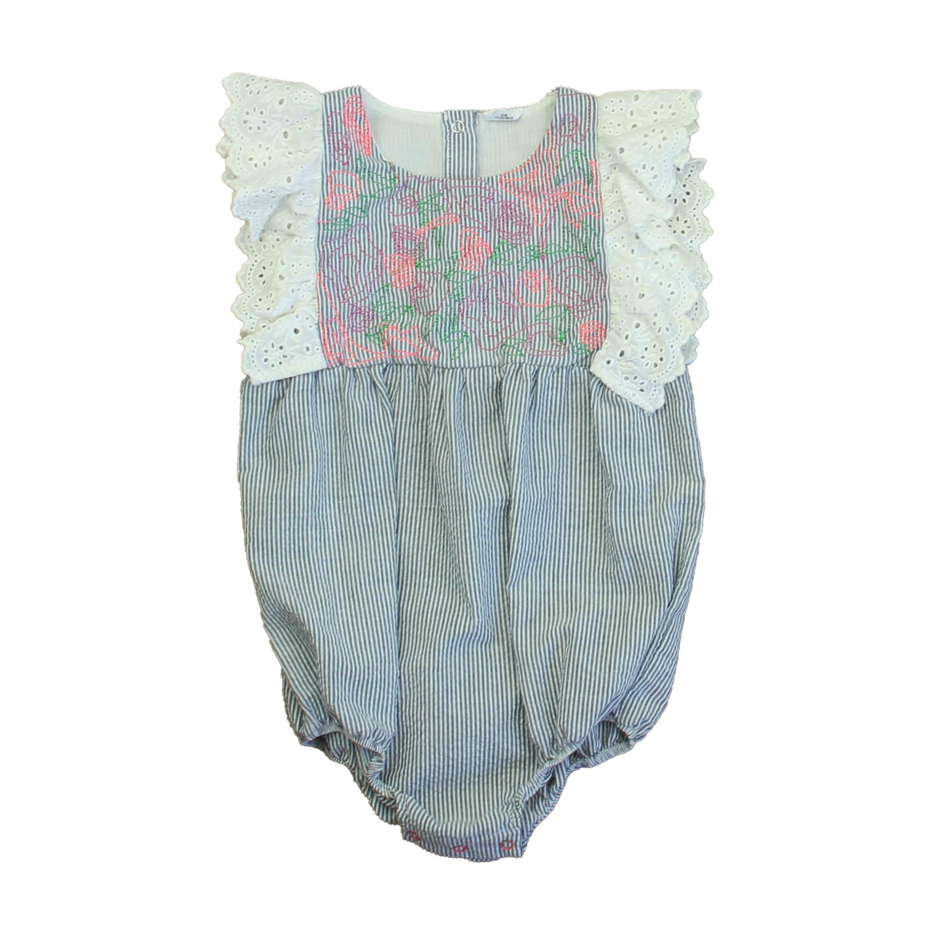 Egg Girls Blue | White | Pink Romper Size: 24 Months Blue | White | Pink