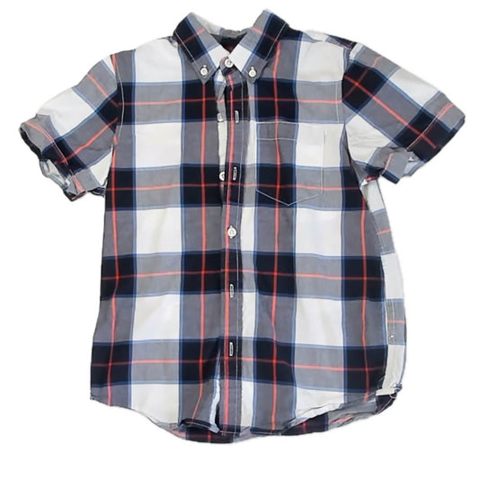 Gap Boys Blue | White Plaid Button Down Short Sleeve Size: 6-7 Years Blue | White Plaid