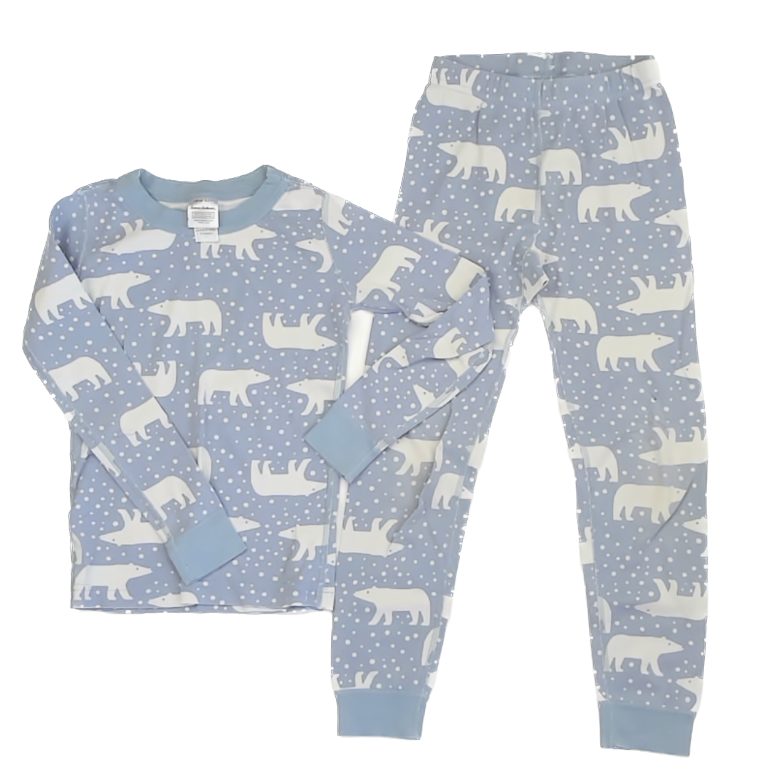 Hanna Andersson Unisex Blue | White | Polar Bears 2-piece Pajamas Size: 6-7 Years Blue | White | Polar Bears