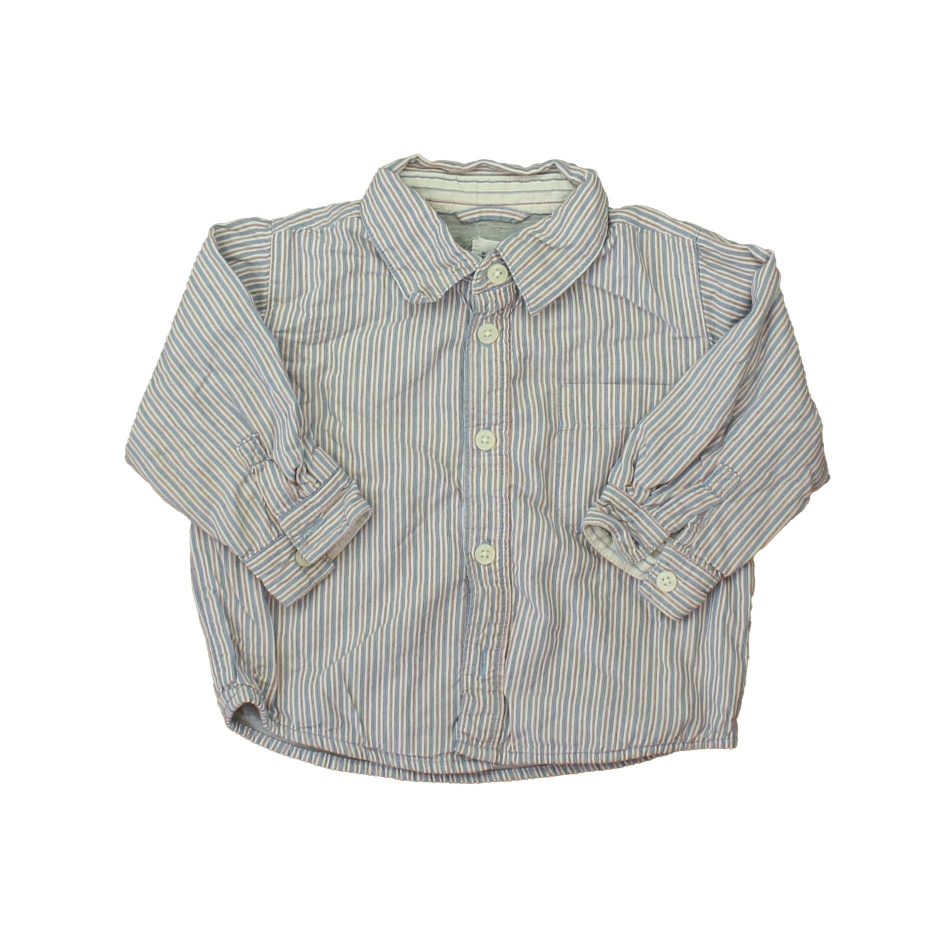 Gap Boys Blue | White | Red | Stripes Button Down Long Sleeve Size: 12 -18 Months Blue | White | Red | Stripes