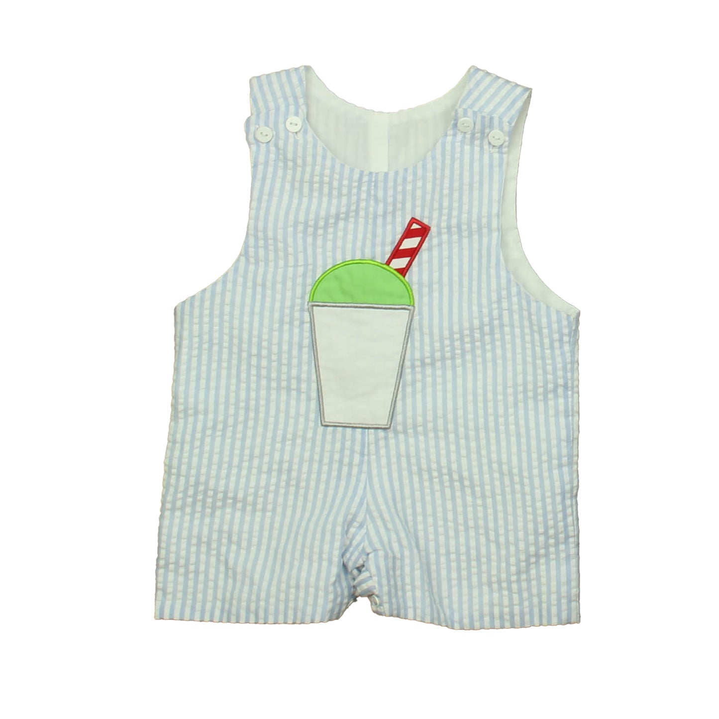 Smocktions Boys Blue | White Shake Romper Size: 6 Months Blue | White Shake