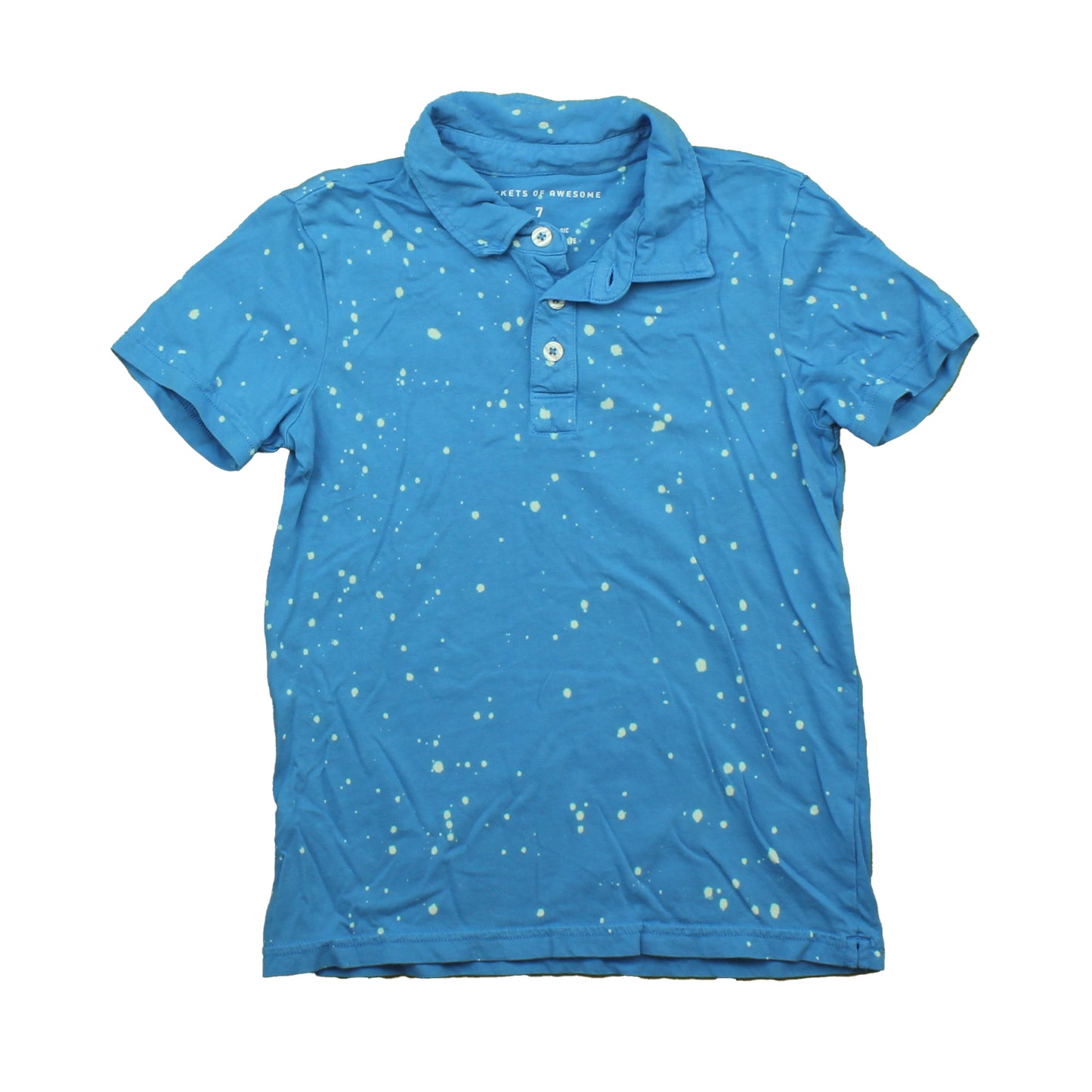 Rockets Of Awesome Boys Blue | White | Splatter Polo Shirt Size: 7 Years