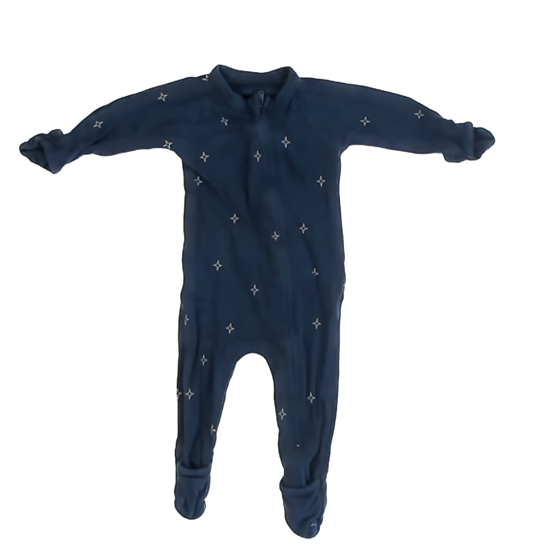 Goumi Unisex Blue | White Stars 1-piece footed Pajamas Size: 3-6 Months Blue | White Stars