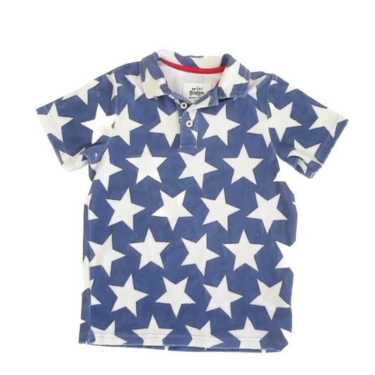 Mini Boden Boys Blue | White Stars Polo Shirt Size: 9-10 Years Blue | White Stars
