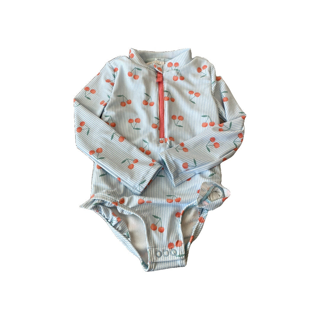 Carters Girls Blue | White | Stripe | Cherries Swimwear Size: 2T Blue | White | Stripe | Cherries