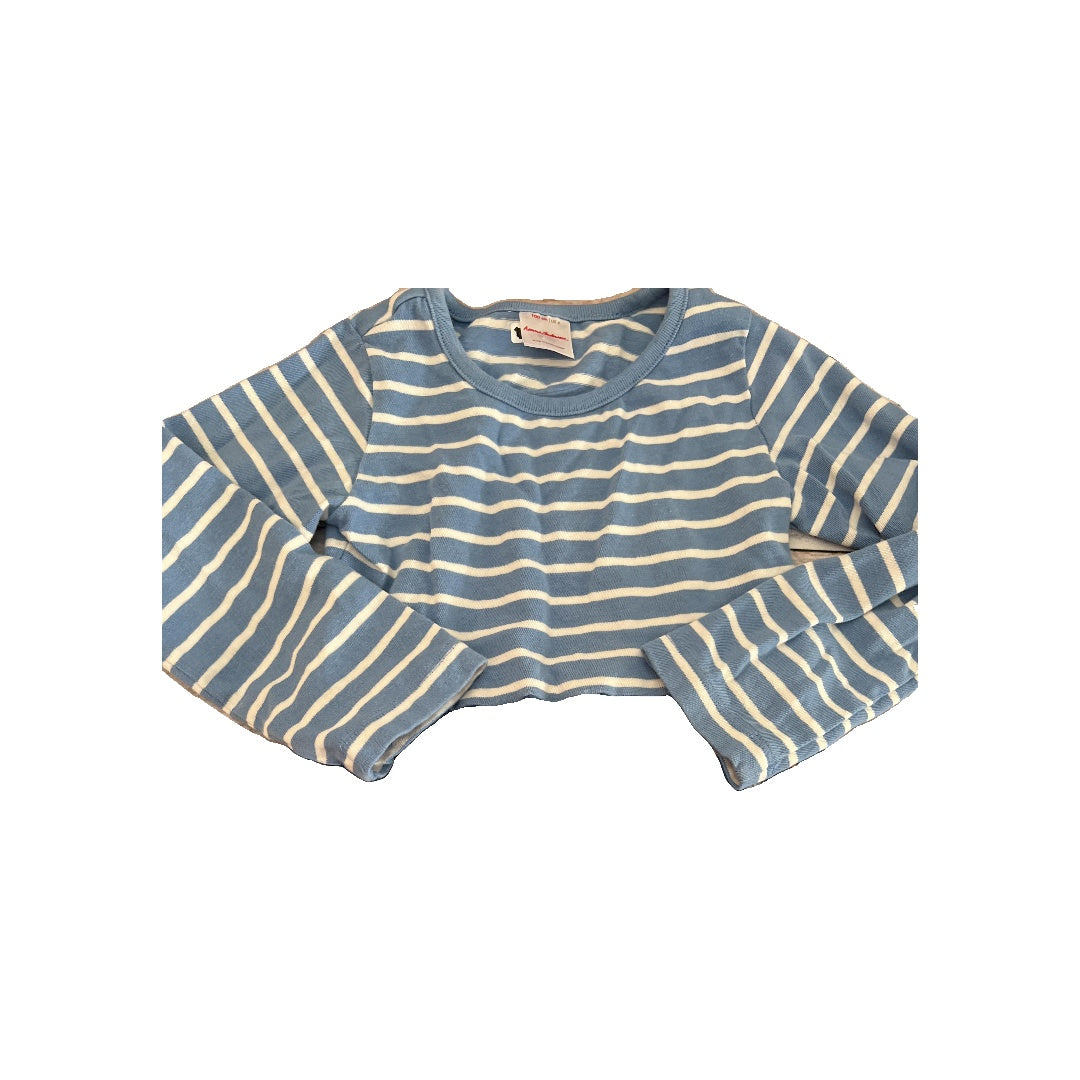 Hanna Andersson Girls Blue | White | Stripe | Dinosaur Dress Size: 4T Blue | White | Stripe | Dinosaur
