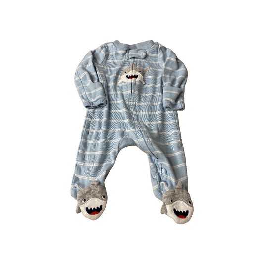 Carters Boys Blue | White | Stripe | Sharks Pajamas Size: Newborn Blue | White | Stripe | Sharks