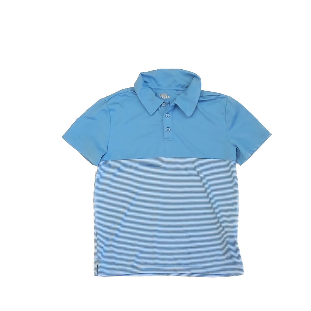Rumi + Ryder Boys Blue | White Stripe Polo Shirt Size: 8-10 Years Blue | White Stripe