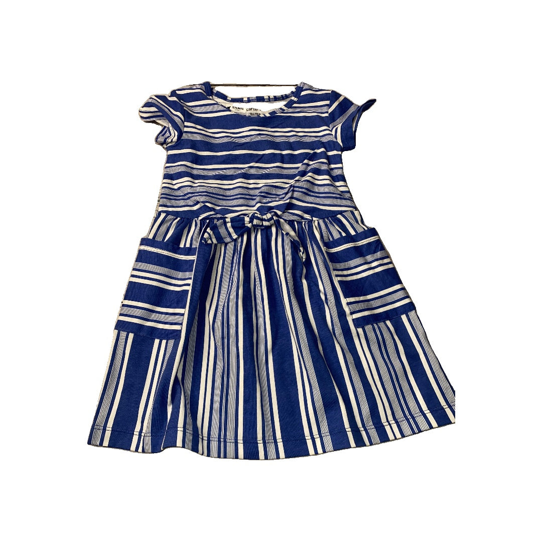 Cat & Jack Girls Blue | White | Stripe Dress Size: 3T Blue | White | Stripe