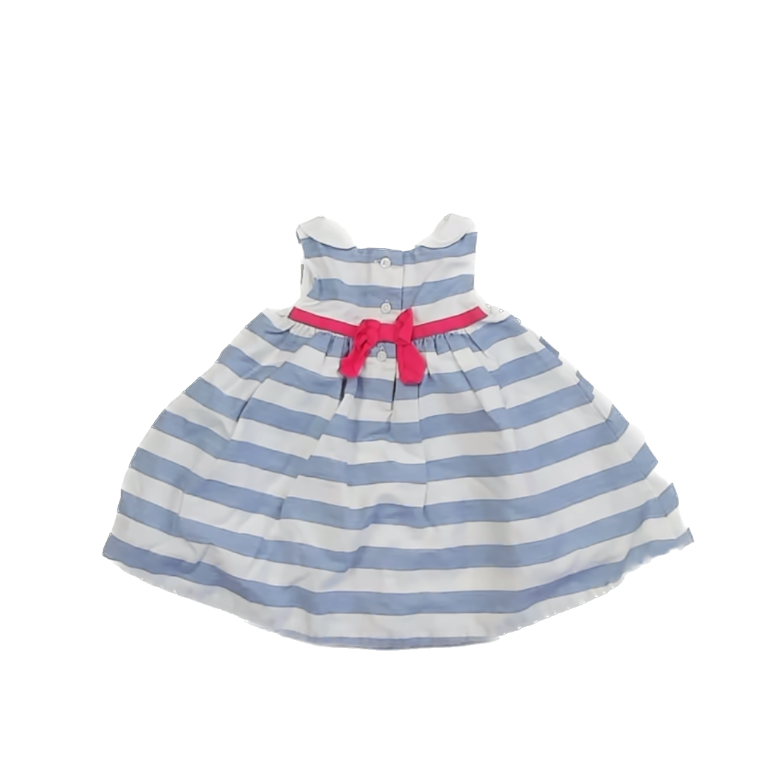Janie and Jack Girls Blue & White Stripe Dress Size: 3-6 Months Blue & White Stripe