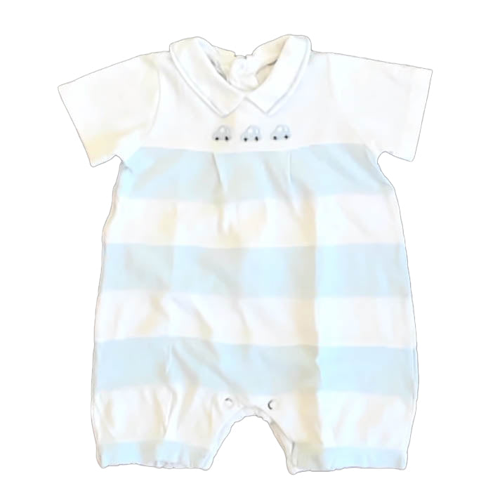 Emile et Rose Boys Blue | White Stripe Romper Size: 3 Months Blue | White Stripe