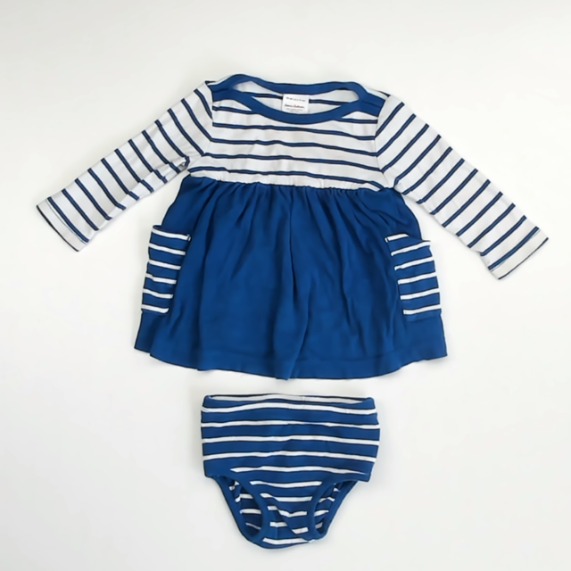 Hanna Andersson Girls Blue | White Stripe Apparel Sets Size: 6-12 Months Blue | White Stripe