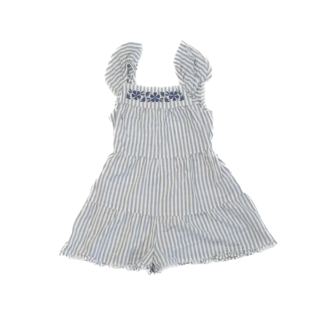 Carter's Girls Blue | White Stripe Romper Size: 5T Blue | White Stripe