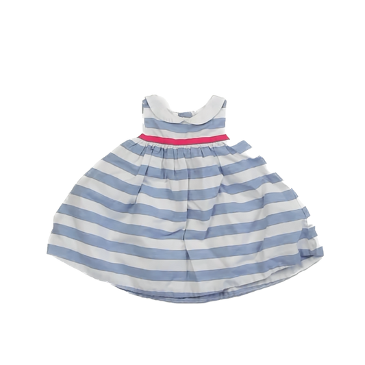 Janie and Jack Girls Blue & White Stripe Dress Size: 3-6 Months Blue & White Stripe